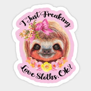 Cute Sloth with Flower Sticker